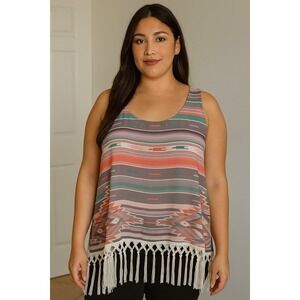 Xhilaration Womens blouse Top Size XL Multicolor Sleeveless Aztec Print Bohemian